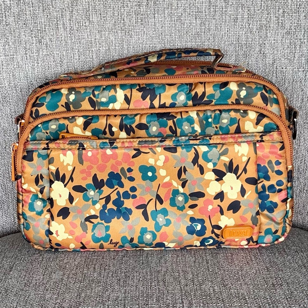 LUG - THE SCOOP - Orange Floral (discontinued pattern) Crossbody Bag